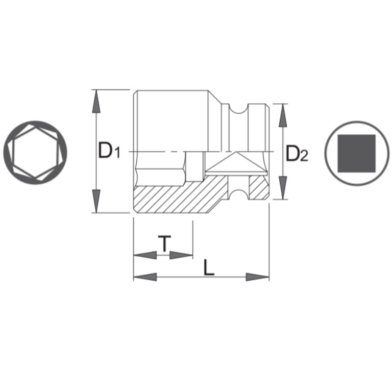 1000071130 ASW Cheie tubulara hexagonala 10mm prindere patrat 3/8" impact