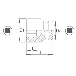 1000072225 ASW Cheie tubulara 4 laturi,patrat interior 10mm,patrat 1/2" de impact