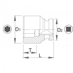 1000072121 ASW Cheie tubulara hexagonala 10mm patrat 1/2" impact protectie
