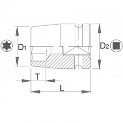 1000072135 ASW Cheie tubulara TORX T20 prindere patrat 1/2" de impact