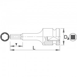 1000072503 ASW Cheie tubulara cu hexagon exterior 8 mm patrat 1/2" impact
