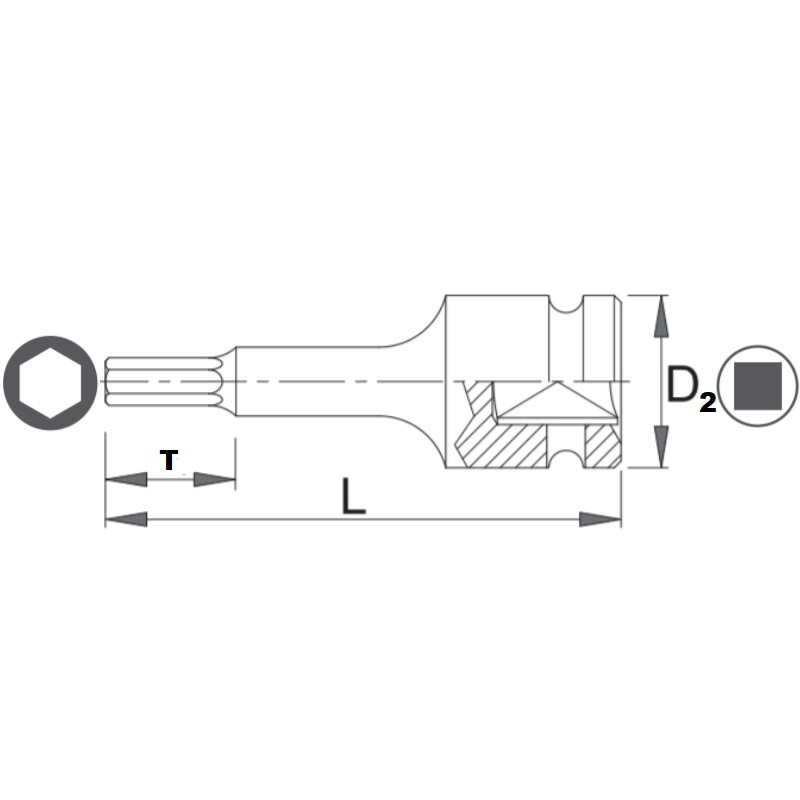 1000072503 ASW Cheie tubulara cu hexagon exterior 8 mm patrat 1/2" impact