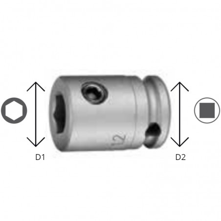 072550 ASW Adaptor biti interschimbabili hexagon 12.5 mm patrat 1/2"