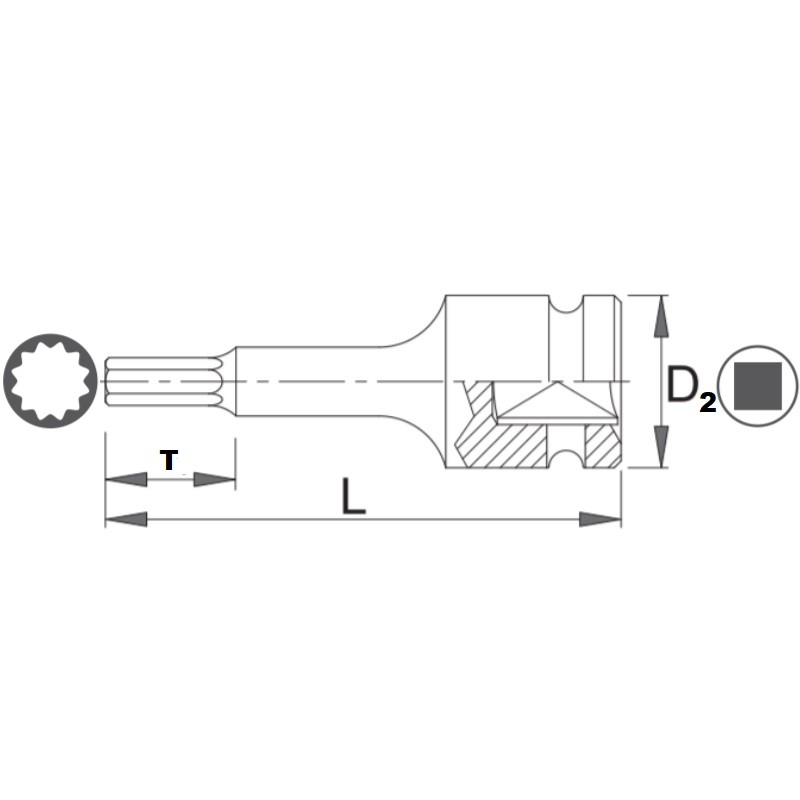 1000072602 ASW Cheie tubulara profil exterior XZN M5 patrat 1/2" impact