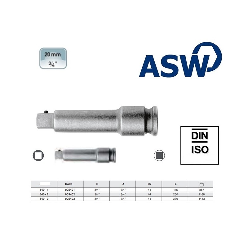 1000005402 ASW Prelungitor prindere patrat 3/4" lungime 250 mm