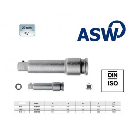 1000005402 ASW Prelungitor prindere patrat 3/4" lungime 250 mm