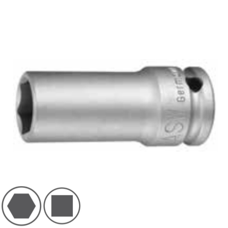 1000075061 ASW Cheie tubulara hexagonala 75 mm patrat 1" lunga de impact