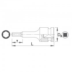 1000075511 ASW Cheie tubulara hexagon exterior 27 mm patrat 1" de impact