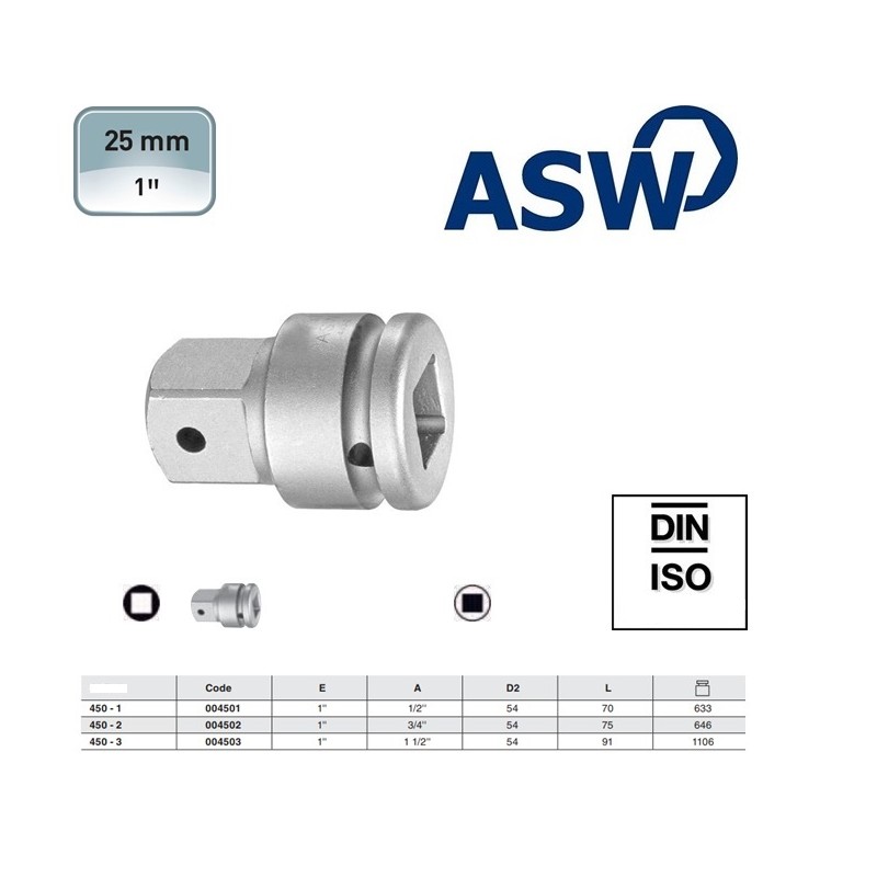 1000004503 ASW Adaptor de la patrat interior 1" la patrat exterior 1.1/2"