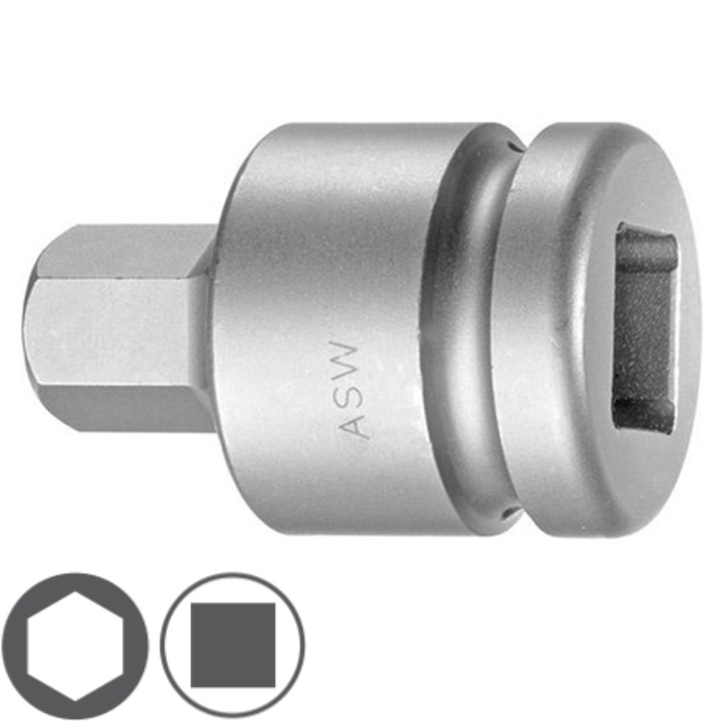 1000076509 ASW Cheie tubulara hexagon exterior 22 mm patrat 1.1/2" impact