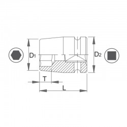1000471052 ASW Cheie tubulara hexagon 10mm patrat 3/8 lunga impact manson