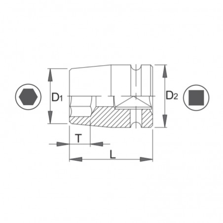 1000471052 ASW Cheie tubulara hexagon 10mm patrat 3/8 lunga impact manson