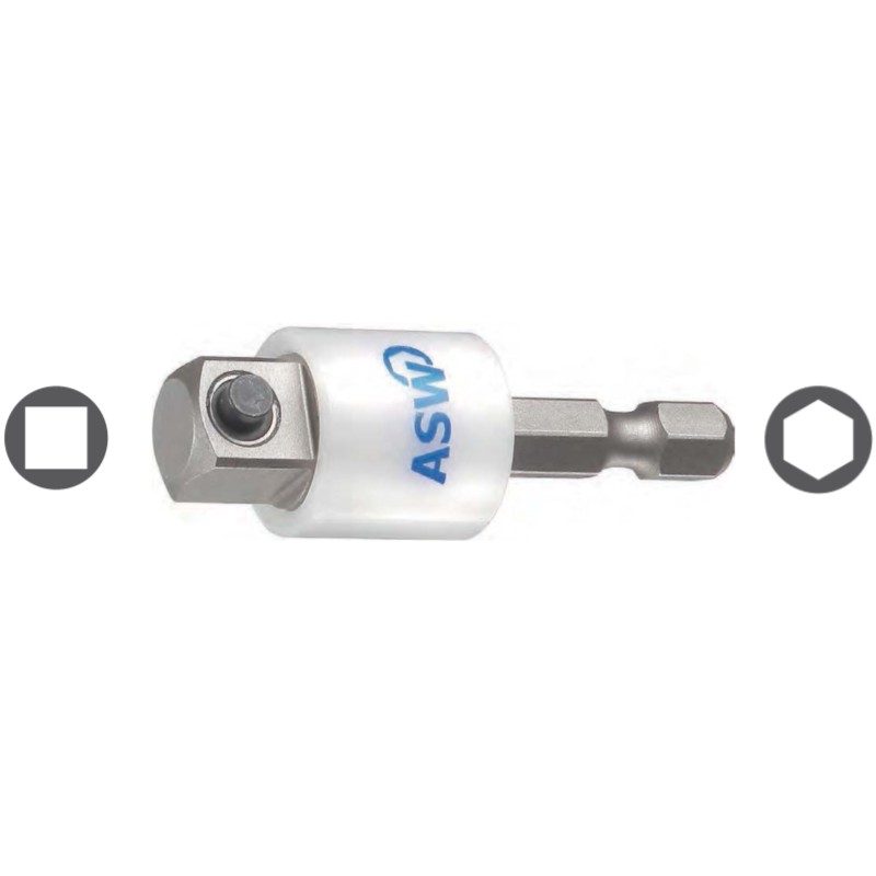 1000403305 ASW Adaptor hexagon exterior 1/4" patrat exterior 3/8" 50 mm