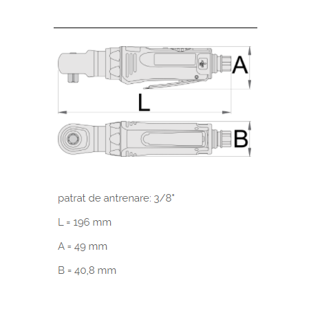 627566 UNIOR Mini antrenor reversibil pneumatic patrat 3/8 cuplu 54 Nm