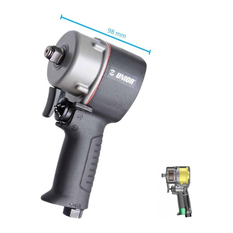627568 UNIOR Pistol pneumatic reversibil Stubby patrat 1/2 cuplu 745Nm