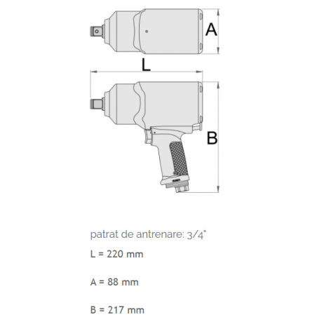 627571 UNIOR Pistol pneumatic reversibil impact variabil patrat 3/4