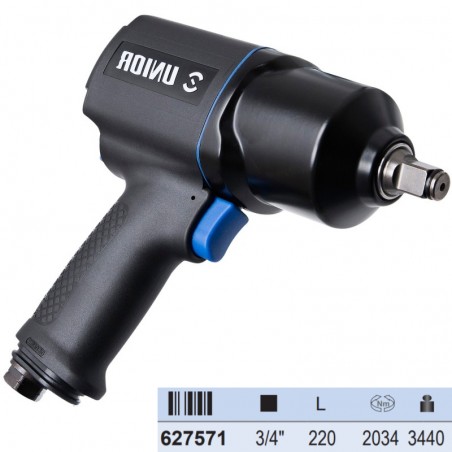 627571 UNIOR Pistol pneumatic reversibil impact variabil patrat 3/4