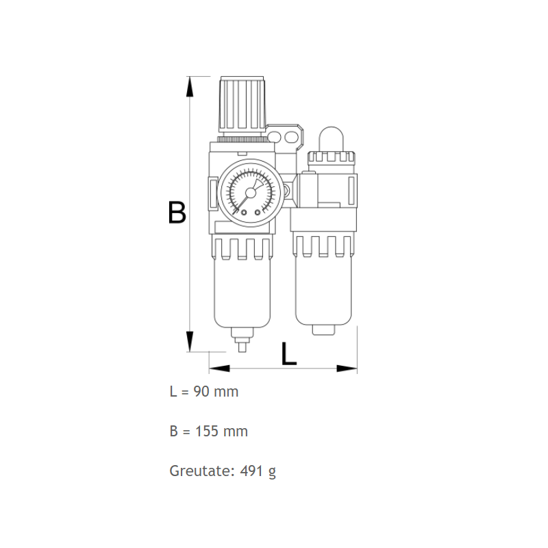 617735 UNIOR Filtru regulator si ungator pneumatic de 1/4"