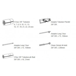 Set 20 de tubulare 3/8" TOPMASTER 