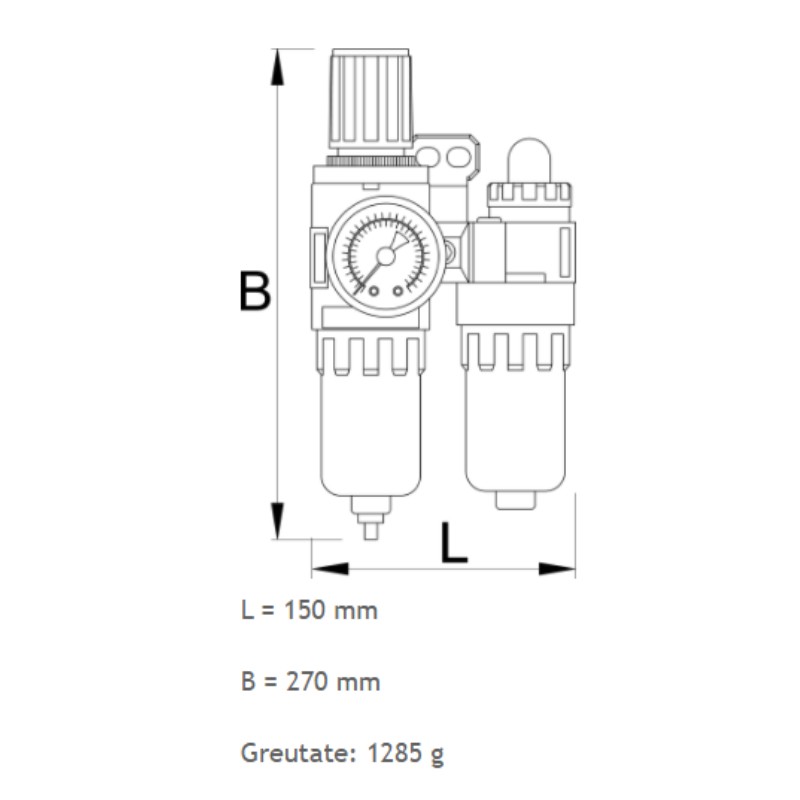 617736 UNIOR Filtru regulator si ungator pneumatic de 3/8"