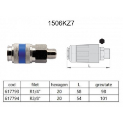 617793 UNIOR Cuplaj, partea mama R1/4" cu filet exterior