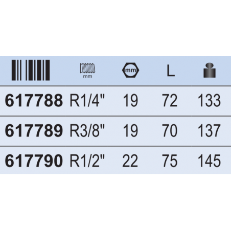 617788 UNIOR Cuplaj cu filet exterior, partea mama R1/4" lungime 72 mm