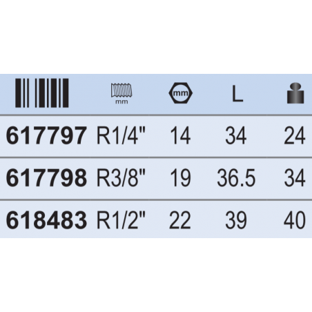 618483 Cuplaj cu filet exterior, partea tata R1/2" lungime 39 mm