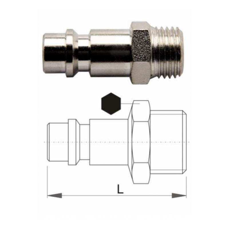621455 Cuplaj cu filet exterior, partea tata R3/8" lungime 39.4 mm