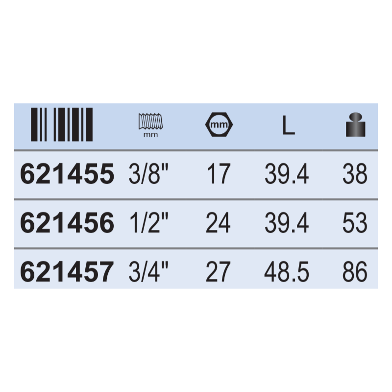 621457 Cuplaj cu filet exterior, partea tata R3/4" lungime 48.5 mm