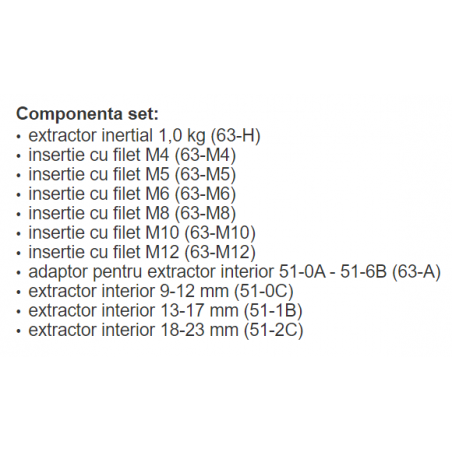 63-SET2 NEXUS Extractor inertial accesorii piese cu filet interior