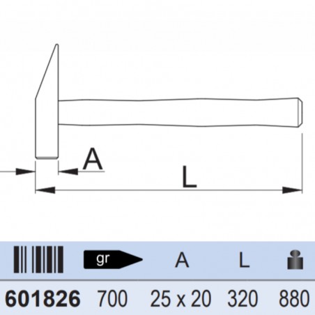601826 UNIOR Ciocan zidarie 0.7 kg lungime 320 mm coada din lemn