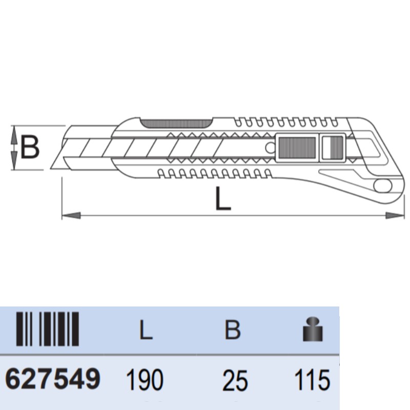627549 UNIOR Cutter cu lama segmentata interschimbabila 25 mm