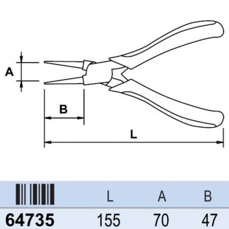 64735 EGAMASTER Cleste cu varfuri semirotunde,deschidere maxima 70 mm.