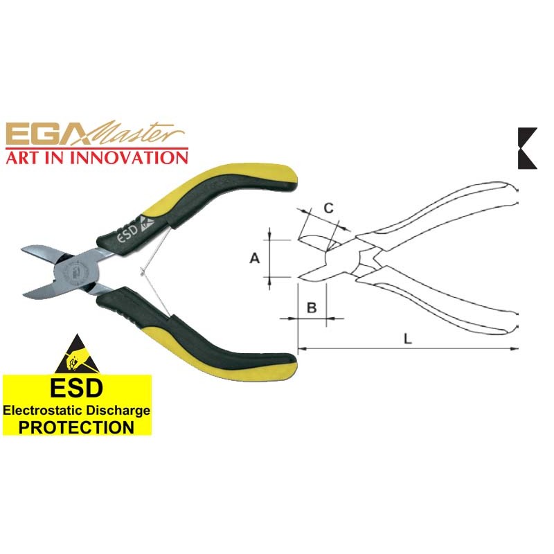 64736 EGAMASTER Cleste cu tais lateral, deschidere maxima 18 mm ESD