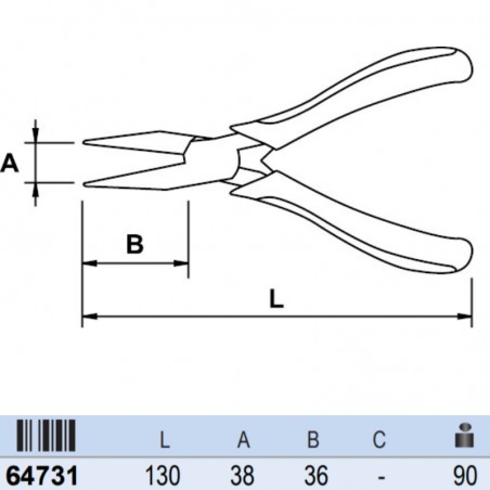 64731 EGAMASTER Cleste cu varfuri drepte, deschidere maxima 38 mm ESD.
