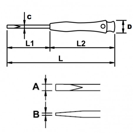 64743 EGAMASTER Surubelnita dreapta latime varf 2.5mm grosime 0.4mm