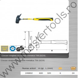 249802 TOPMASTER Ciocan dulgher 600 gr cu coada metalica