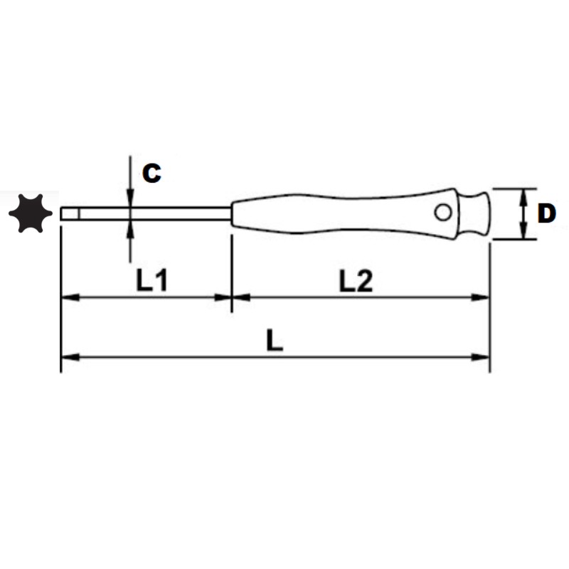 64757 EGAMASTER Surubelnita TORX TX5 lungime 140 mm ESD electronisti