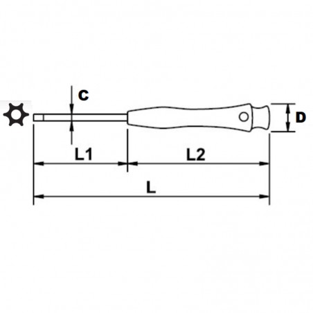 64765 EGAMASTER Surubelnita TORX cu gaura TTX10 lungime 160 mm ESD