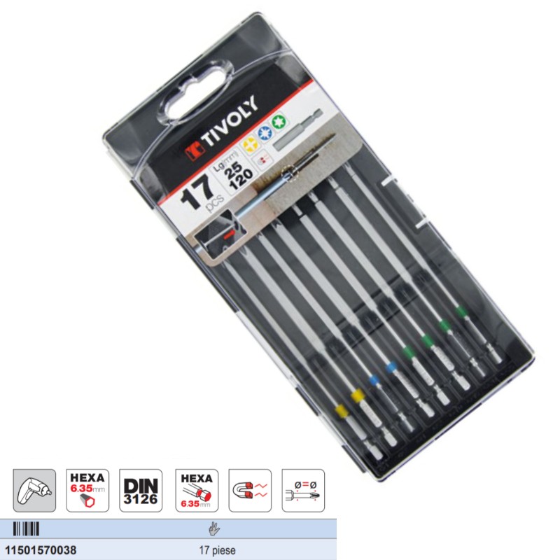 11501570038 TIVOLY Trusa biti accesorii aplicatii precizie, 17 piese