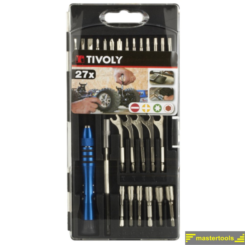11501570025 TIVOLY Trusa biti accesorii aplicatii precizie, 27 piese.