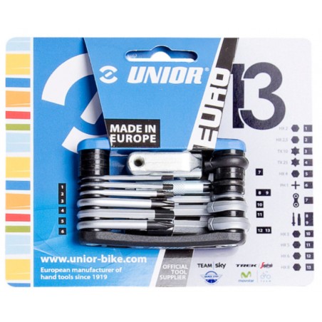 625791 UNIOR Multitool EURO13 Tip briceag pentru bicicleta, 13 piese.
