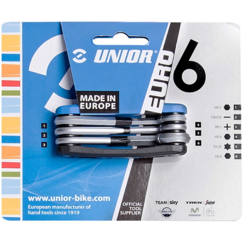 625793 UNIOR Multitool EURO6 Tip briceag pentru bicicleta, 6 piese.