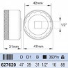627620 UNIOR Cheie tubulara ax pedalier diametru 47 mm patrat 1/2"