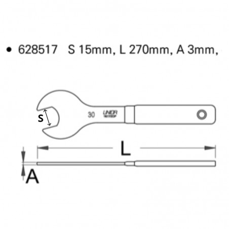 628517 UNIOR Cheie de pedala deschidere 15 mm lungime 270 mm