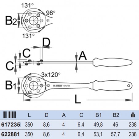 617235 UNIOR Cheie demontare bloc pinioane cu 11 si 12 dinti