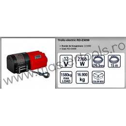 121606 Troliu electric 12 V 1580 Kg 15 m RAIDER RD-EW06