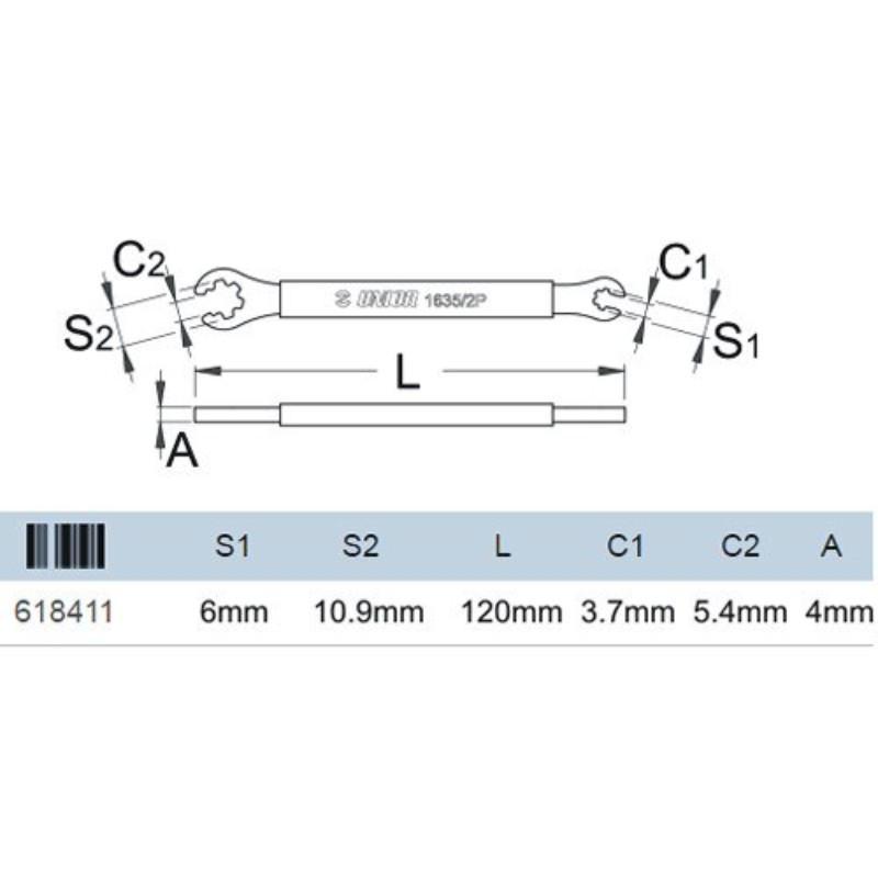 618411 UNIOR Cheie pentru spite Mavic, deschidere 3.7 x 5.4 mm.