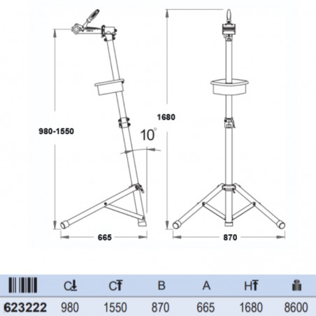 623222 UNIOR Stand reparare biciclete,falca cu piulita reglabila.