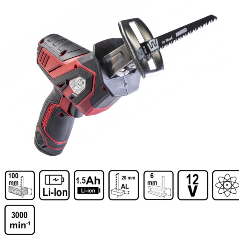 050130 RAIDER Fierastrau sabie cu acumulator litiu 12V x 1.5Ah RD-RS31